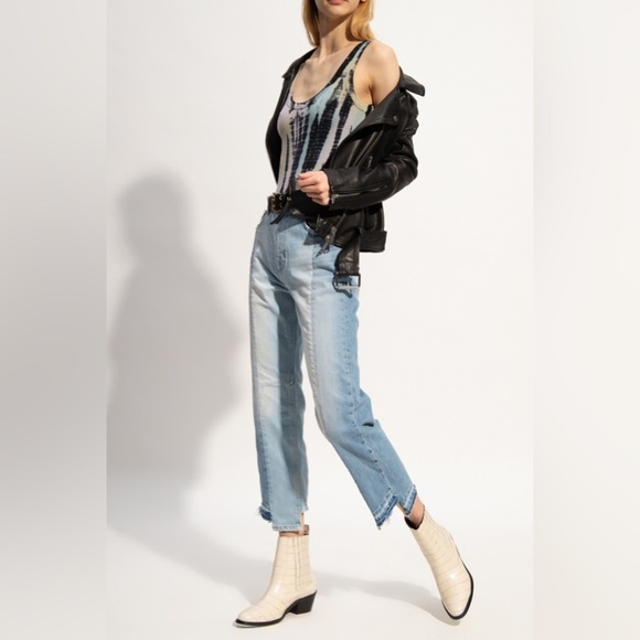 AllSaints Kim Two Toned Asymmetrical Hem Jeans sz 32 - Picture 3 of 9